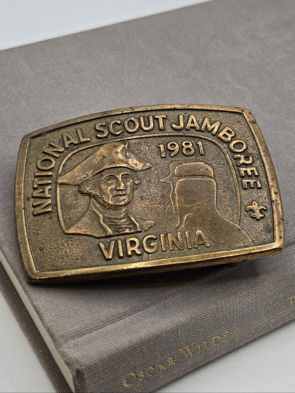 NATIONAL JAMBOREE Boy Scout BELT BUCKLE 1981 Camp VTG George Washington Sculpt
